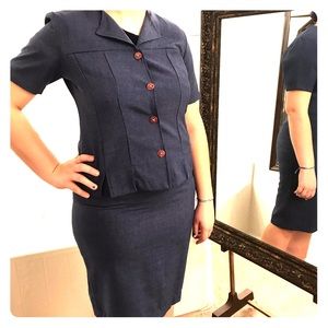 Promises Petites Blue Business Suits 2-pc Size 12P Business Casual Meeting Teach